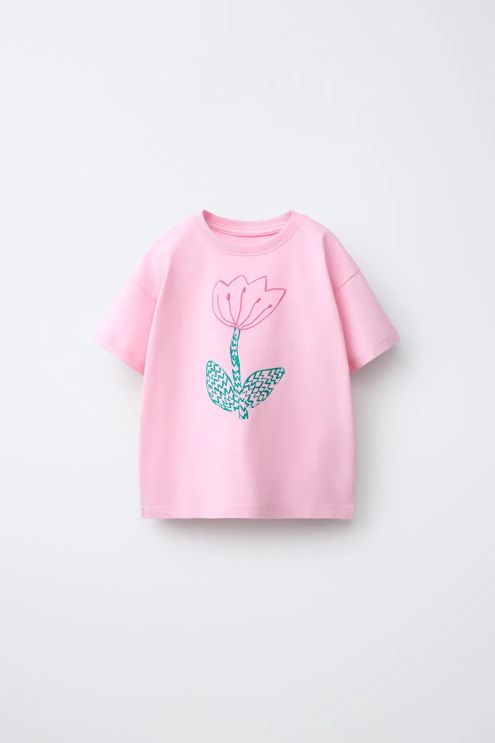 Футболка с фруктовым принтом и вышивкой ZARA, Pink