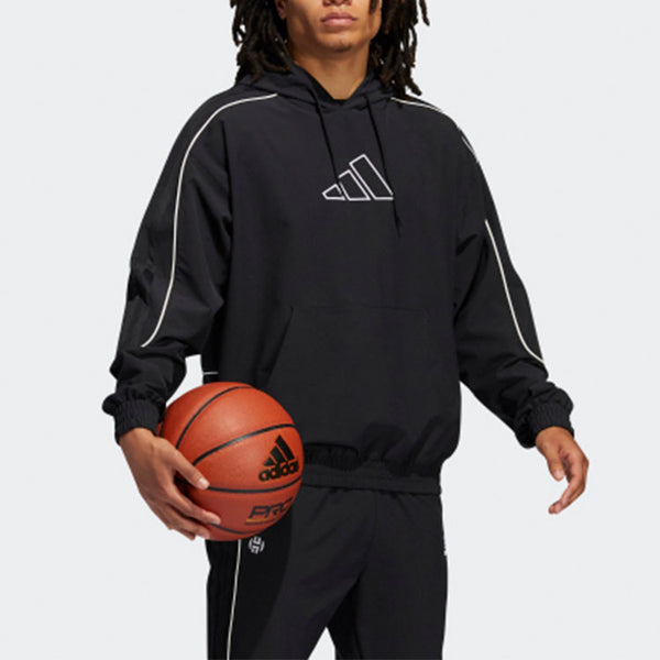 Толстовка hrd cu embroidered logo hooded pullover long sleeves black Adidas, черный — фото 4