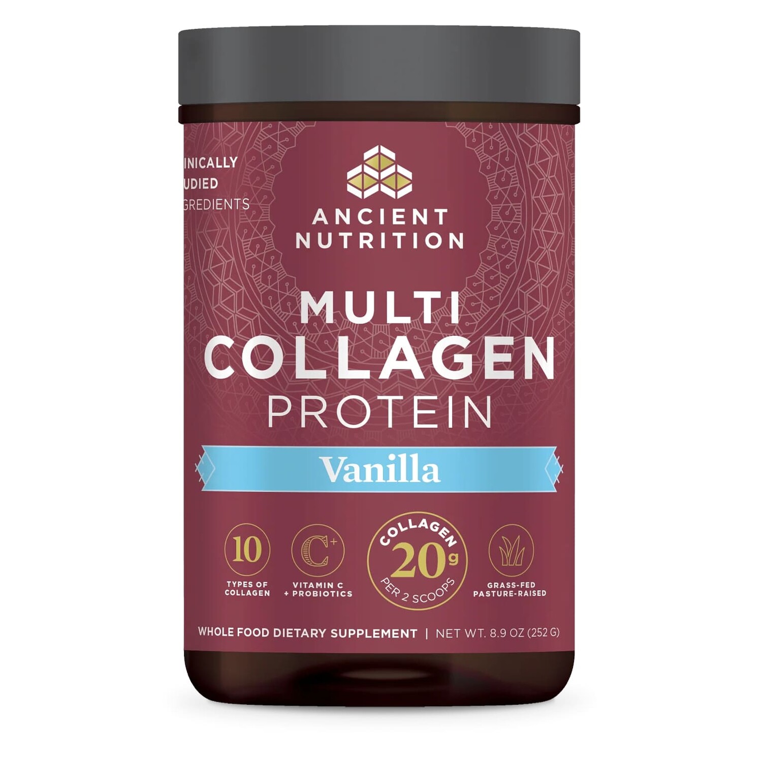 

Коллаген Ancient Nutrition Multi Protein 10 Types Vitamin C + Probiotics Vanilla, 252 г