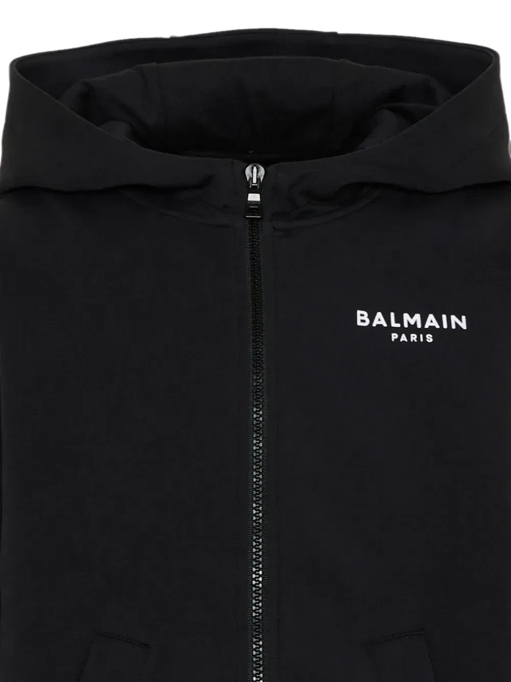 Худи на молнии с принтом логотипа Balmain Kids, черный — фото 3