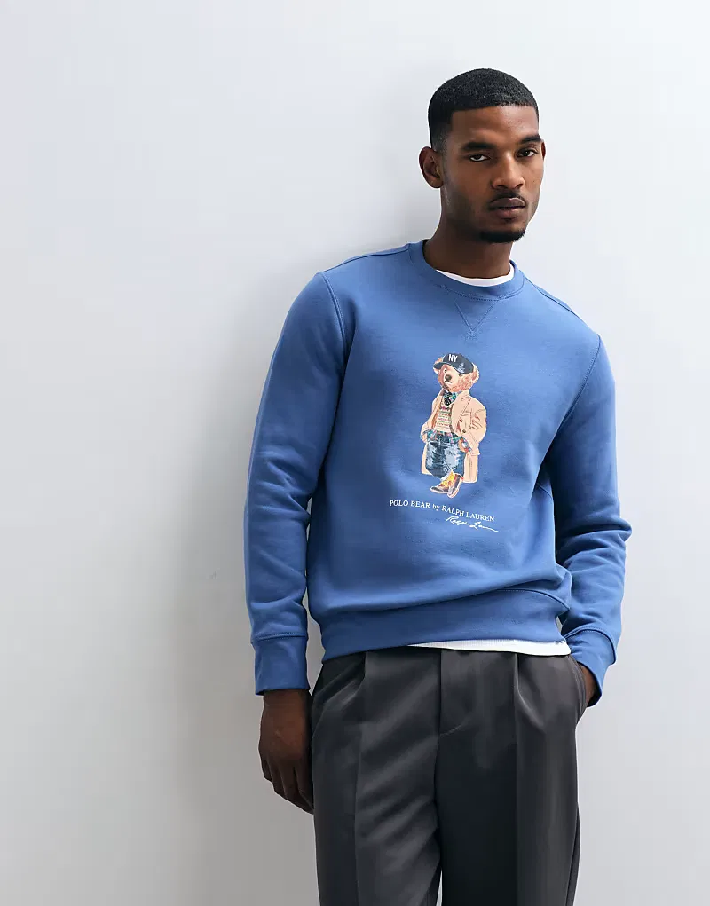 Сезонная толстовка Polo Ralph Lauren с принтом медведя, синий