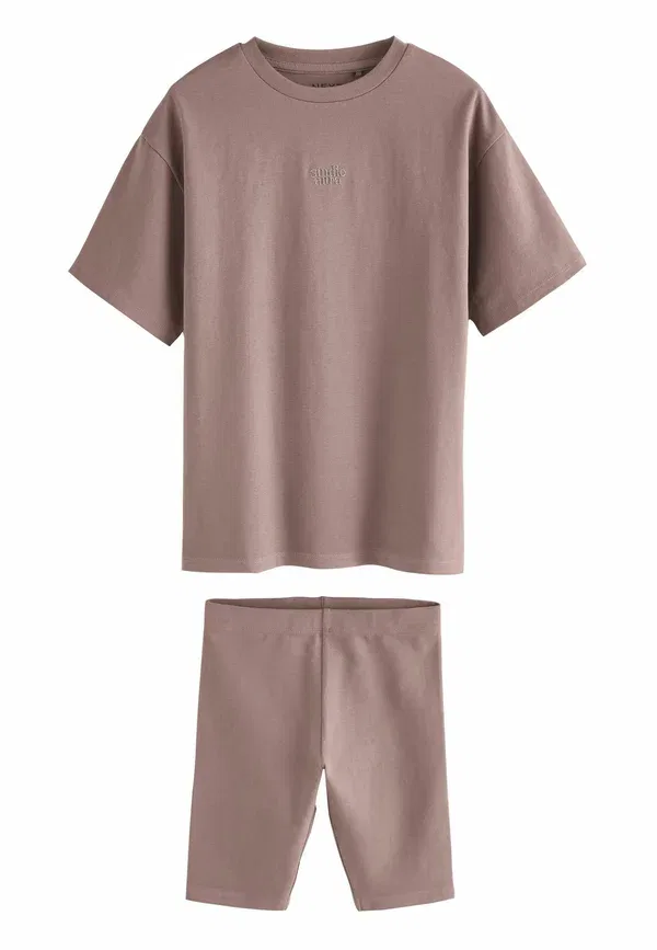 Спортивный комплект из лосин и брюк, хлопок, Regular fit - cycling set - leggings - trousers Next, коричневый