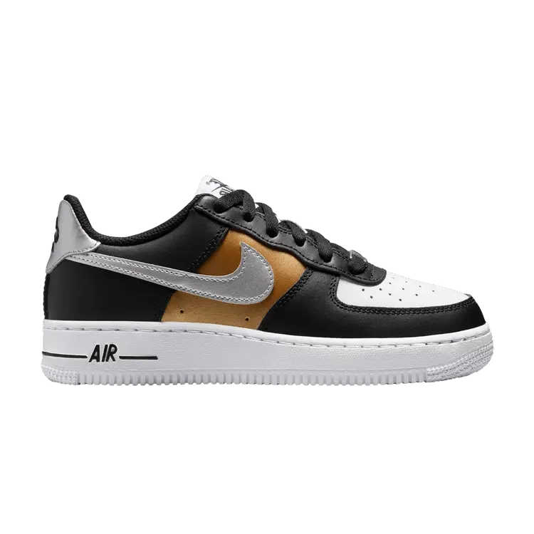 

Кроссовки Nike Air Force 1 Low GS Black Gold Metallic Silver, черный