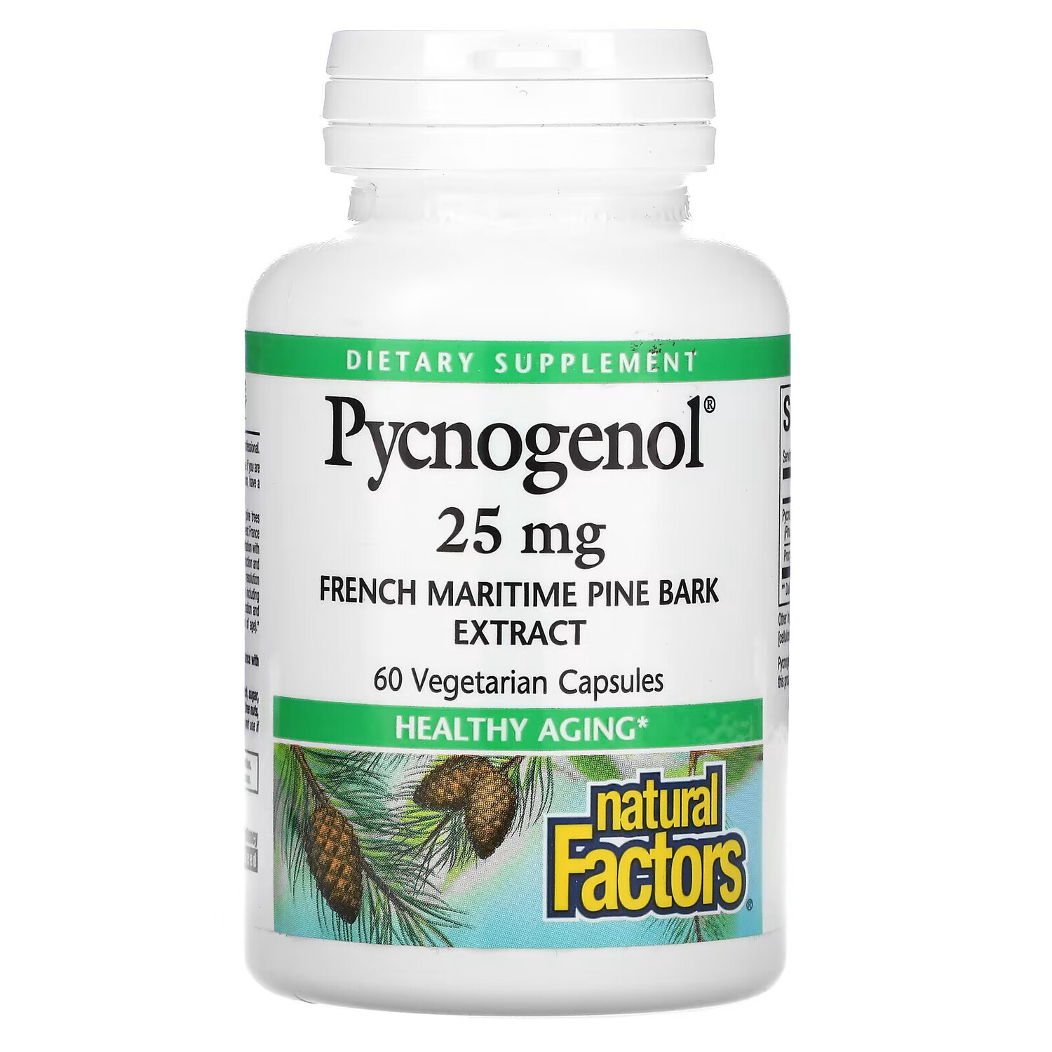 

Natural Factors, Pycnogenol, 25 мг, 60 вегетарианских капсул