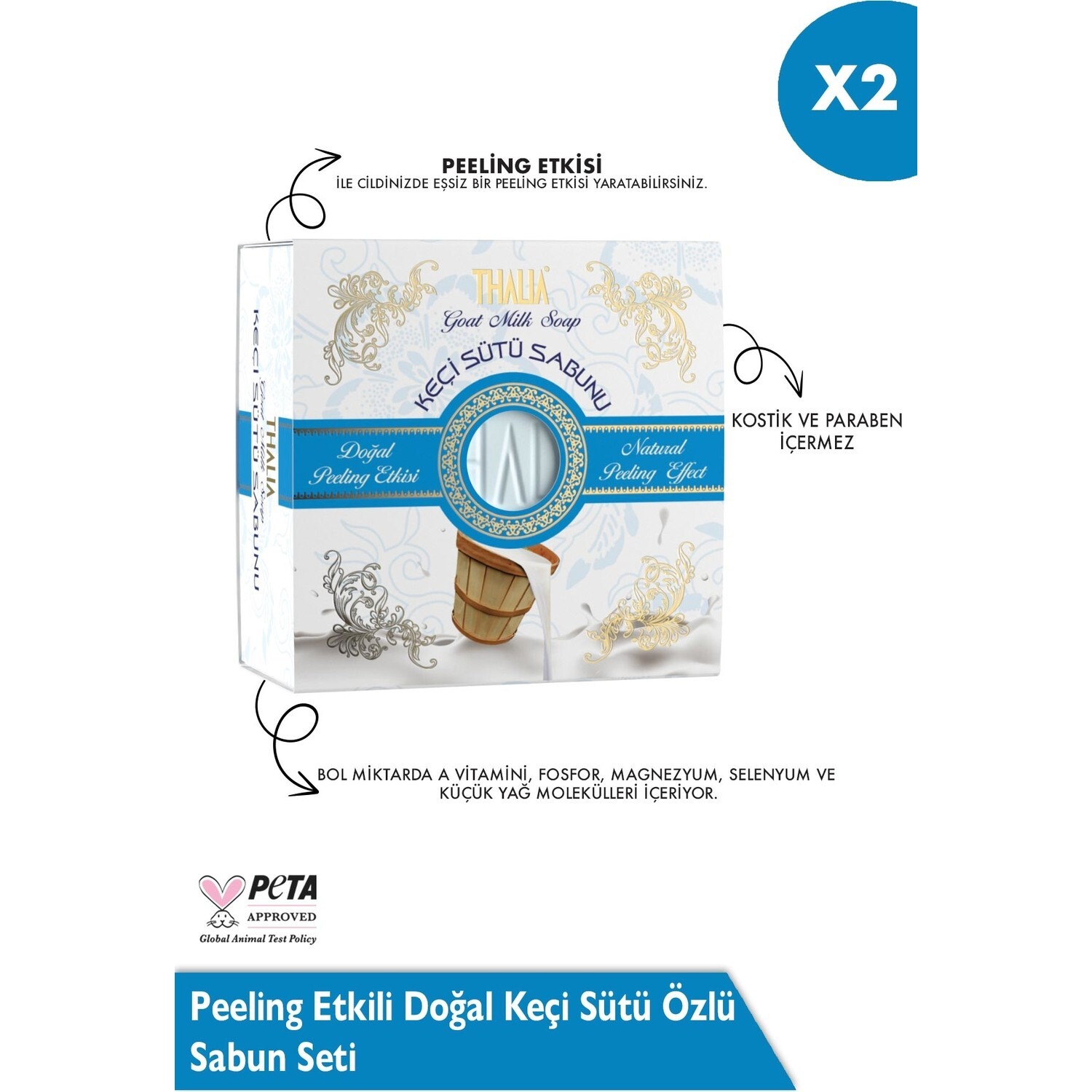 

Отшелушивающее натуральное мыло Thalia с экстрактом козьего молока, 2 упаковки по 150 г