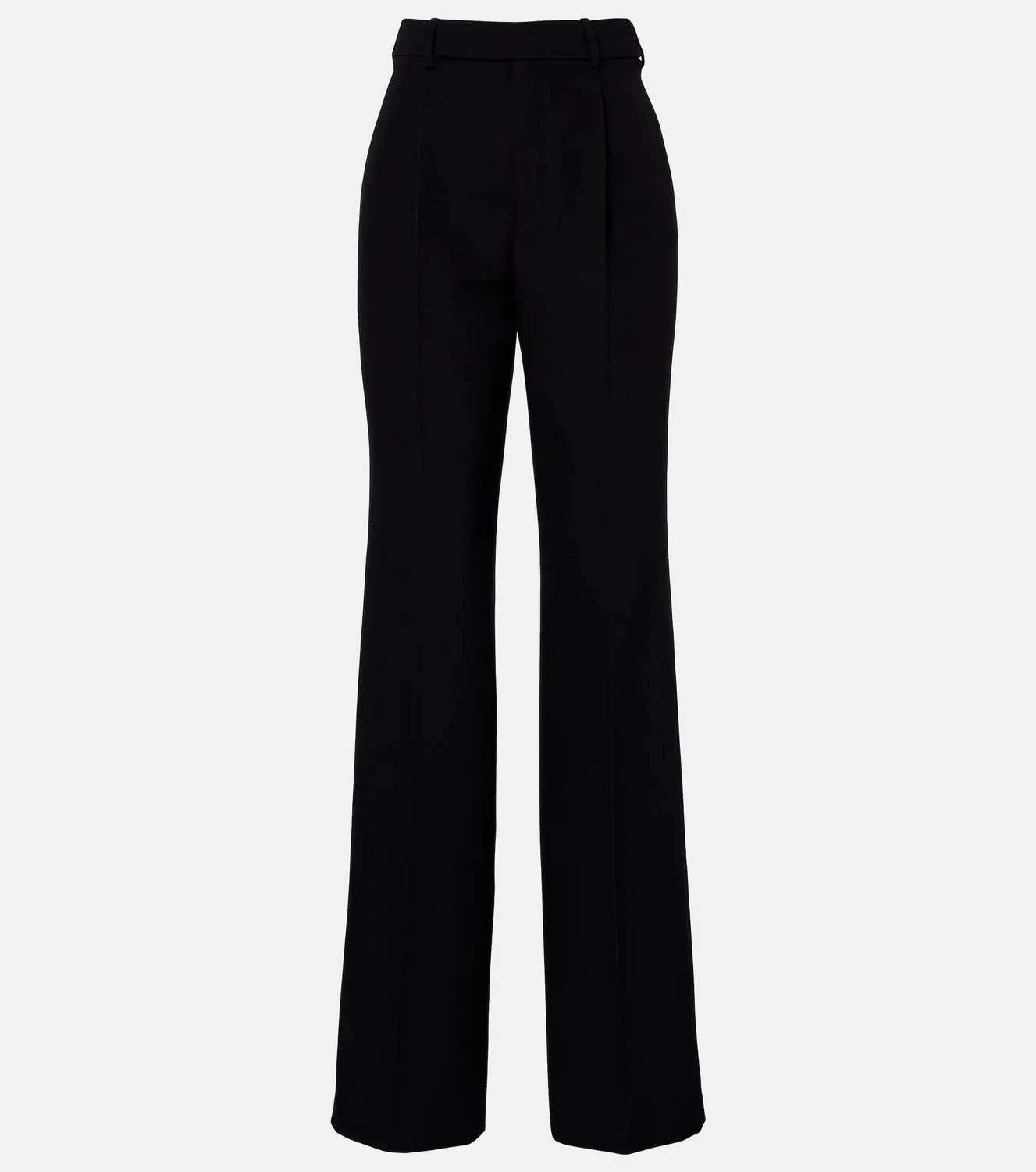Прямые брюки из шерсти Saint Laurent, черный