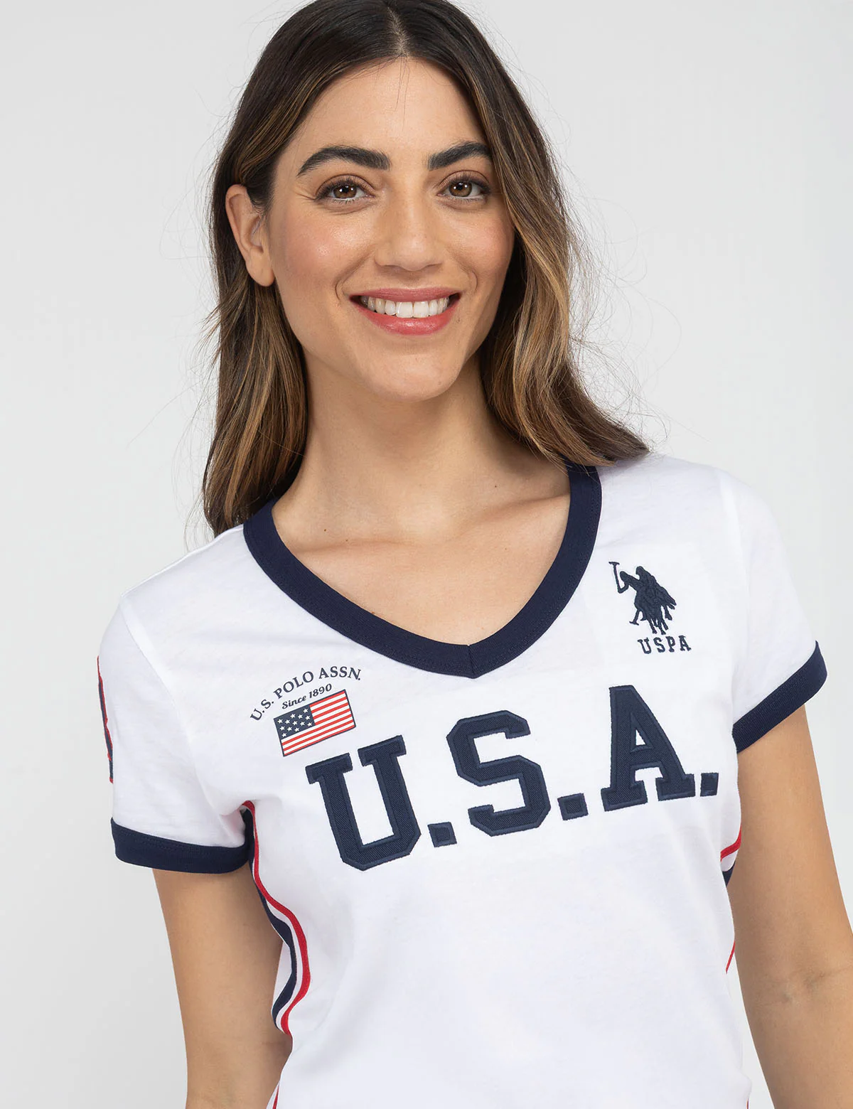 

Футболка U.S. Polo Assn Usa Signature Stripe, белый/темно-синий