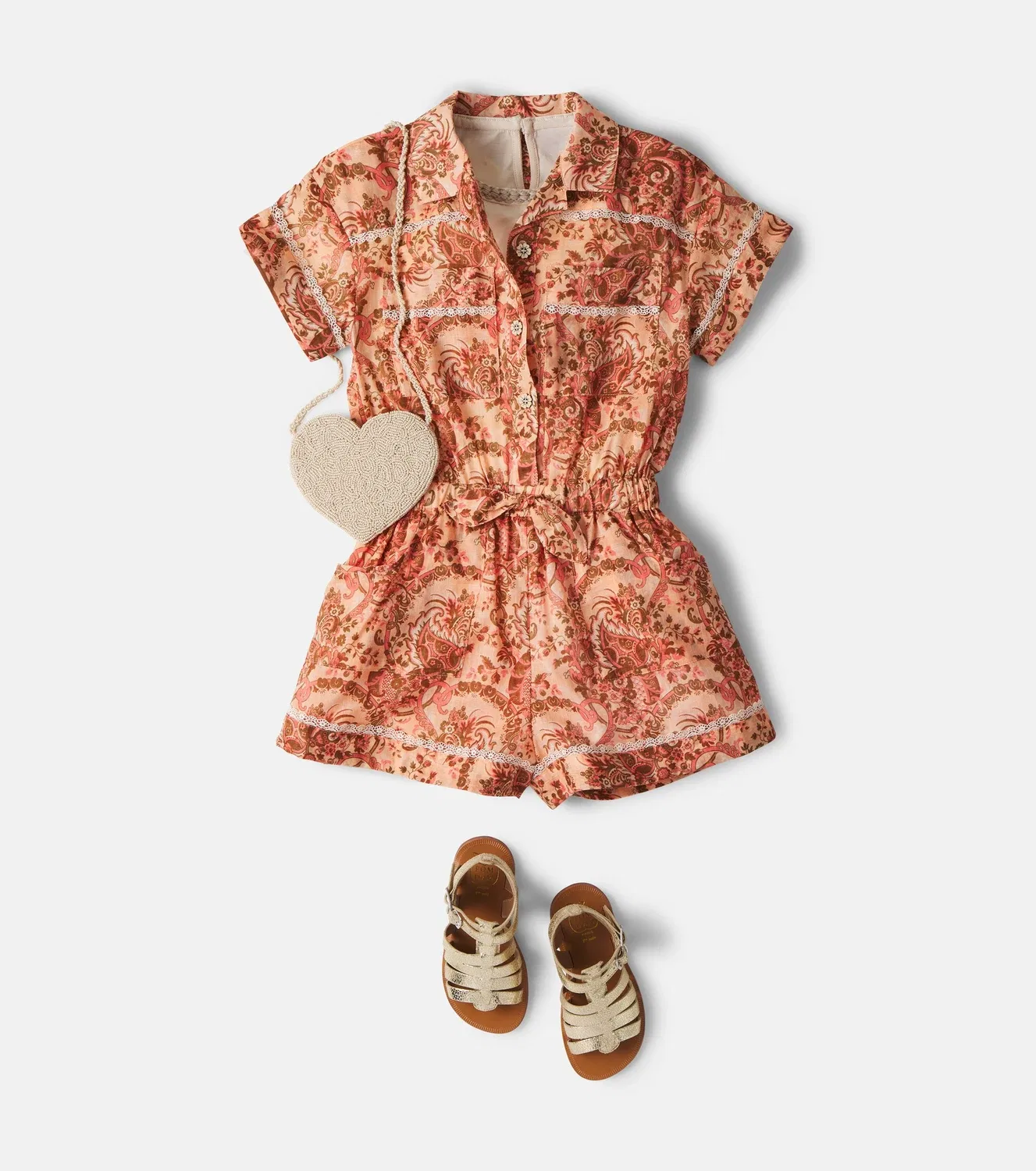 Комбинезон с цветочным принтом Zimmermann Kids, розовый — фото 2