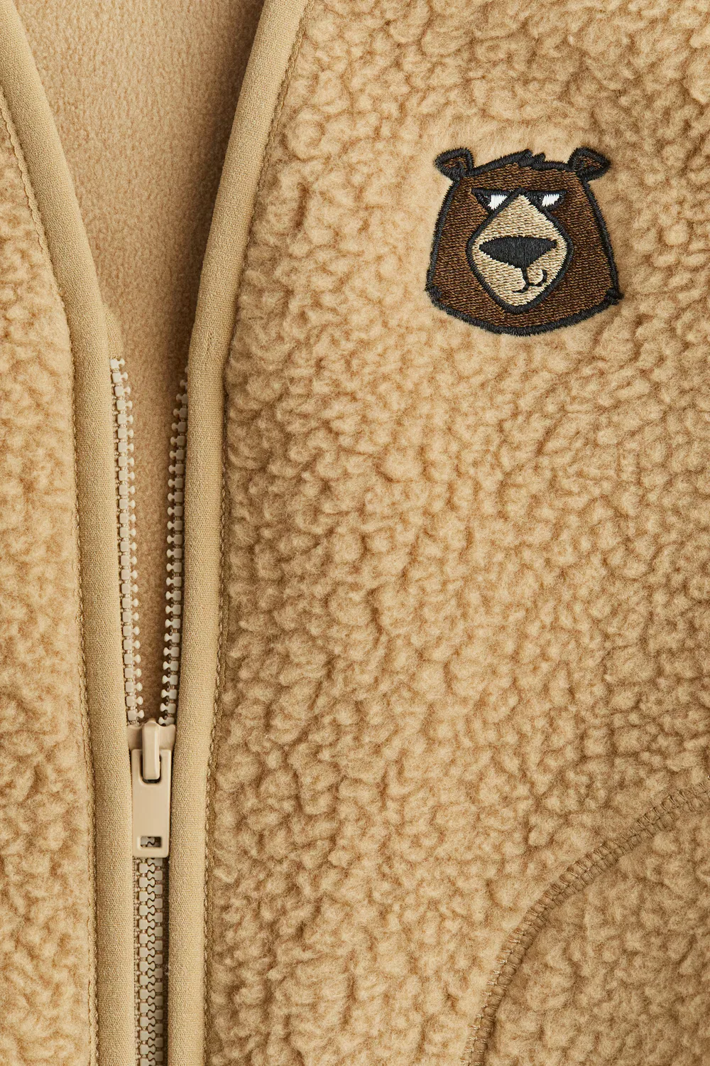 Жилет из плюшевого флиса с аппликацией H&M, Beige/Bär — фото 2