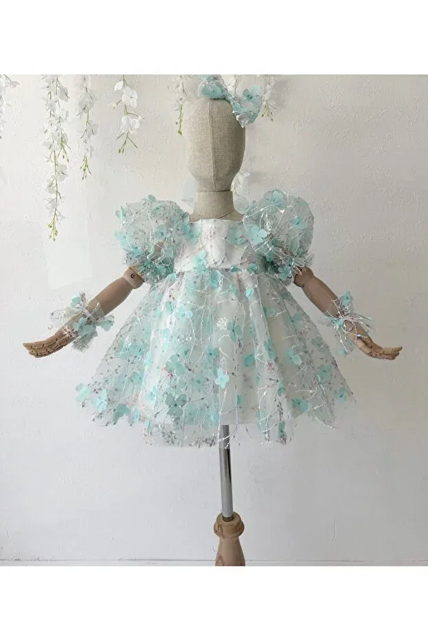Детское платье для девочек с принтом 3D Butterfly Girl Dress Mira, Green