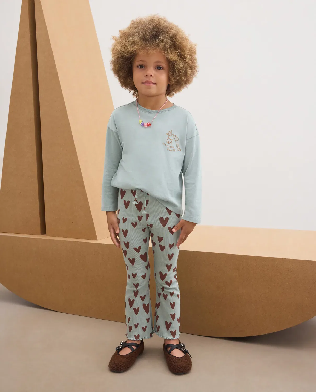 Детские леггинсы для девочек с принтом Corazones Kids El Corte Inglés, Verde
