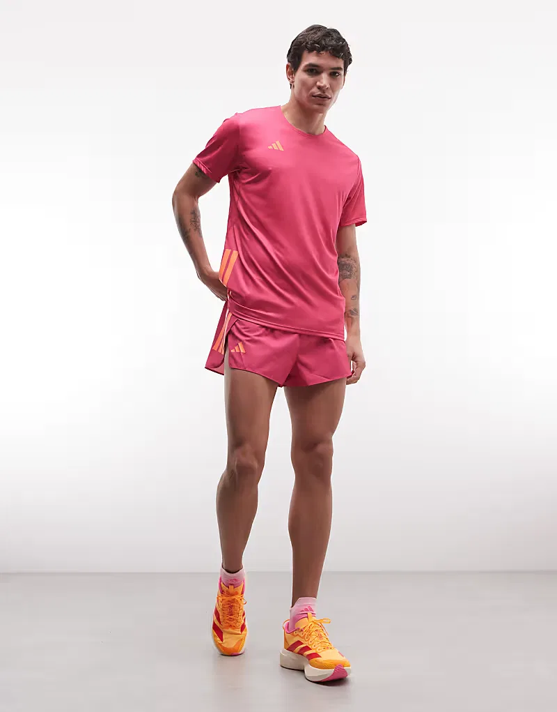 Футболка Adidas Running Adizero, розовый и оранжевого — фото 2