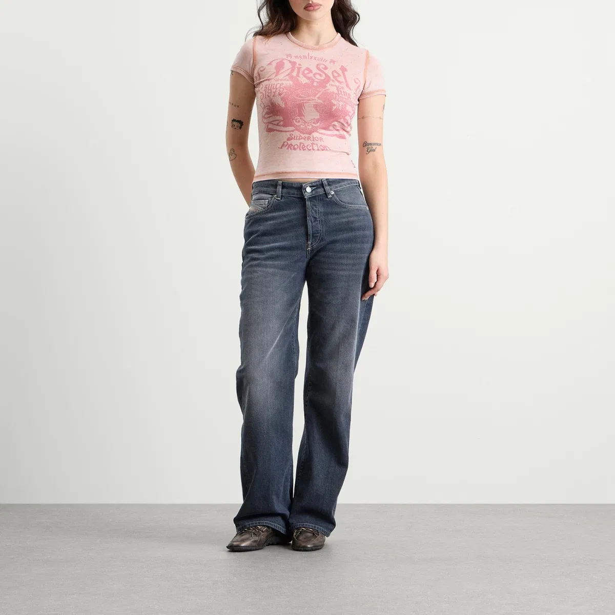 Футболка с принтом T-Uncuties baby Diesel, Pink — фото 4
