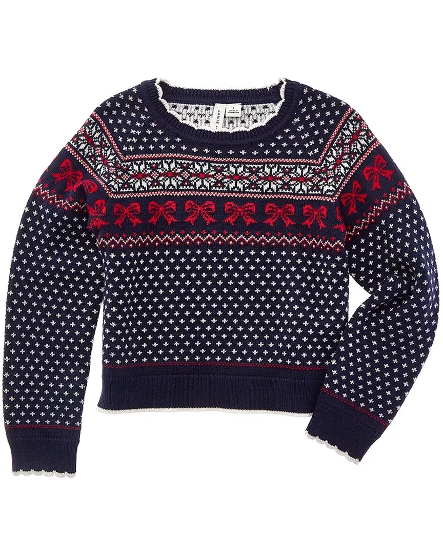 Детский свитер для девочек с бантами Janie and Jack Bow Fairisle, синий