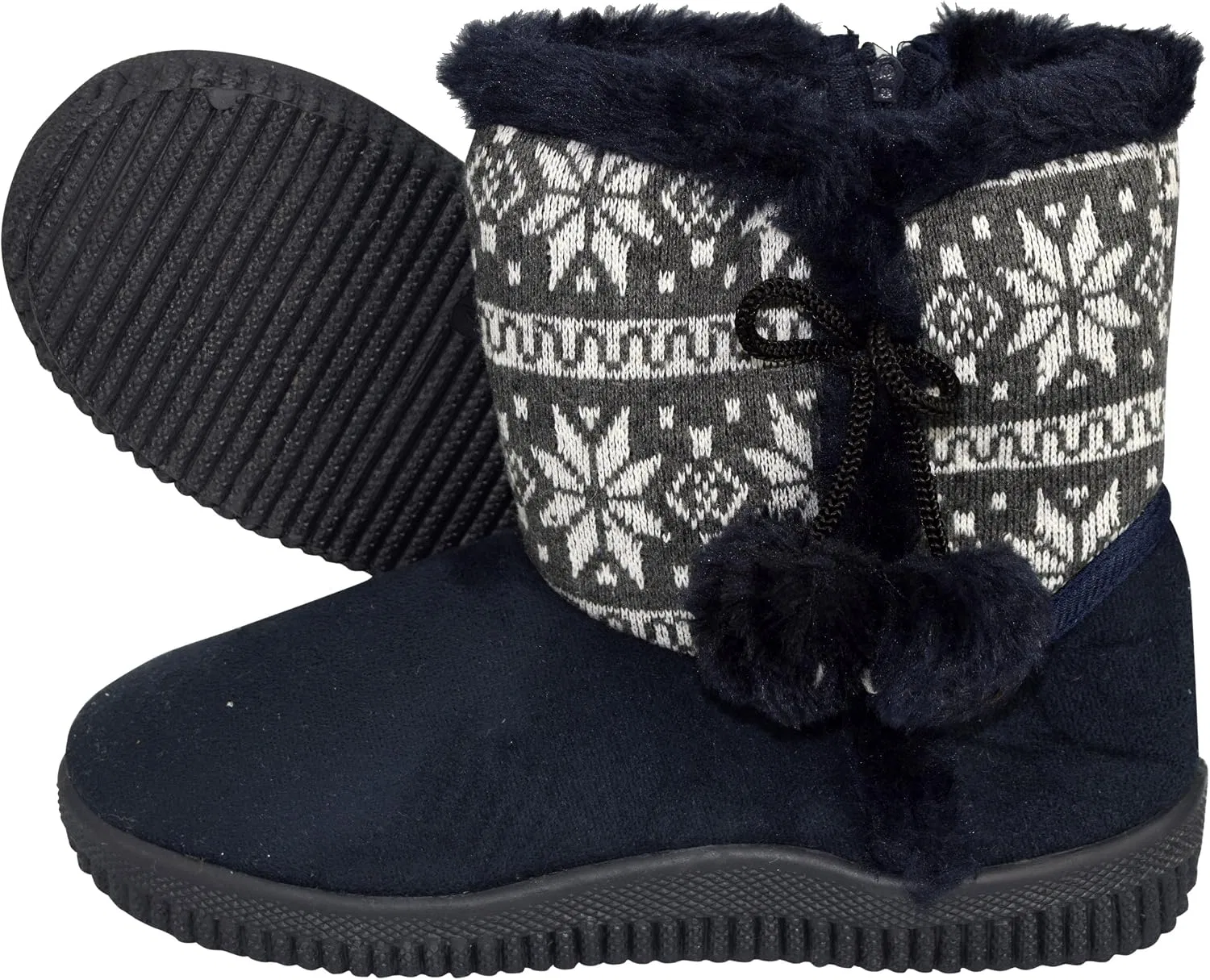 Детские зимние сапоги с искусственным замшем и мехом Snowflake Peach Couture, Navy — фото 3