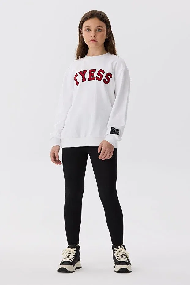 Детские свитшот для девочек с принтом Sportswear Tyess, White
