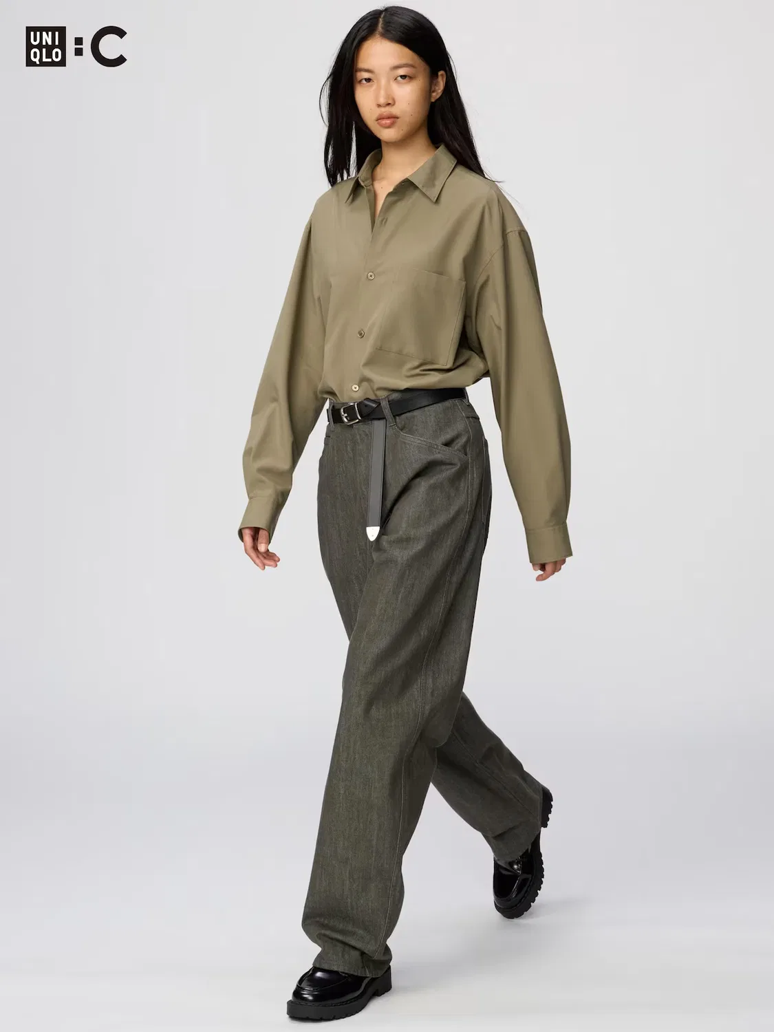 Джинсы-бочонки Uniqlo, темно-синие — фото 3