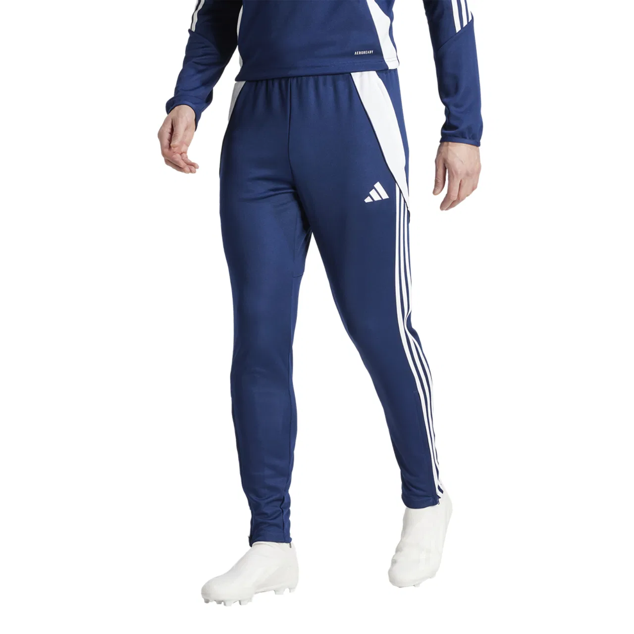 Мужские спортивные штаны из переработанного полиэстера Tiro 24 Adidas, белый/темно-синий — фото 3
