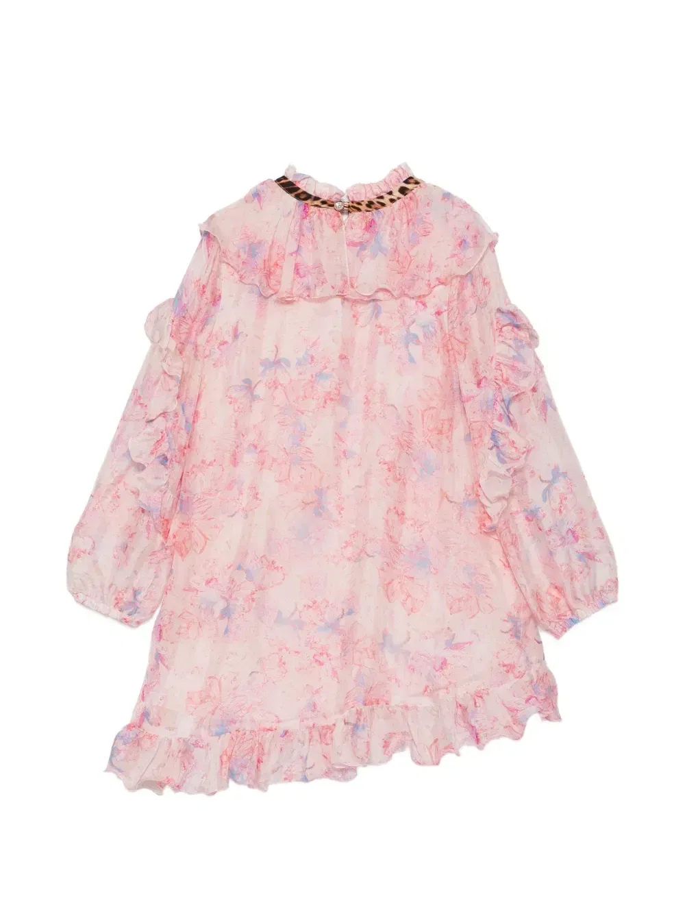Платье с рюшами и цветочным принтом Roberto Cavalli Junior, розовый — фото 2