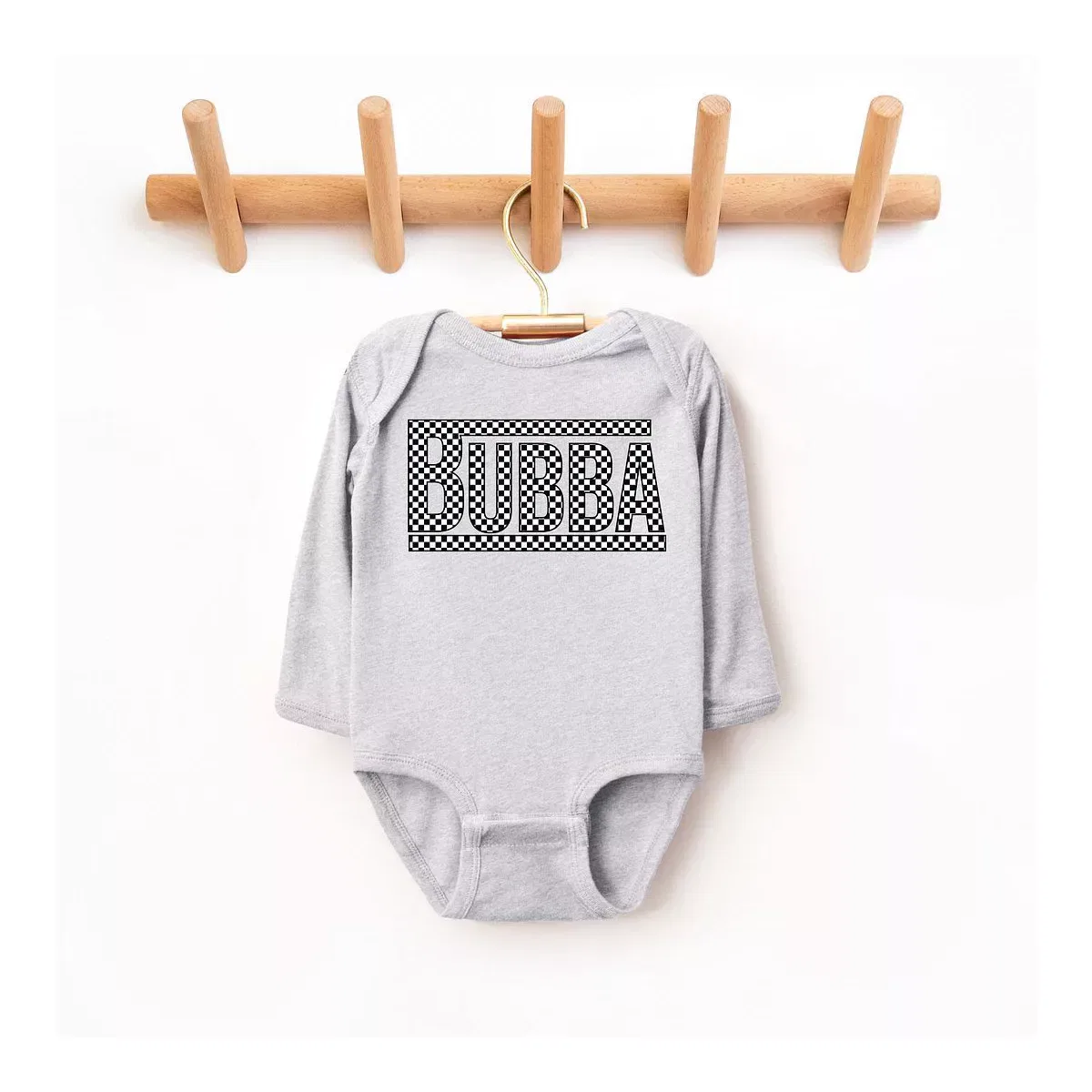 Детское боди с длинным рукавом Bubba Checkered The Juniper Shop, Heather Grey