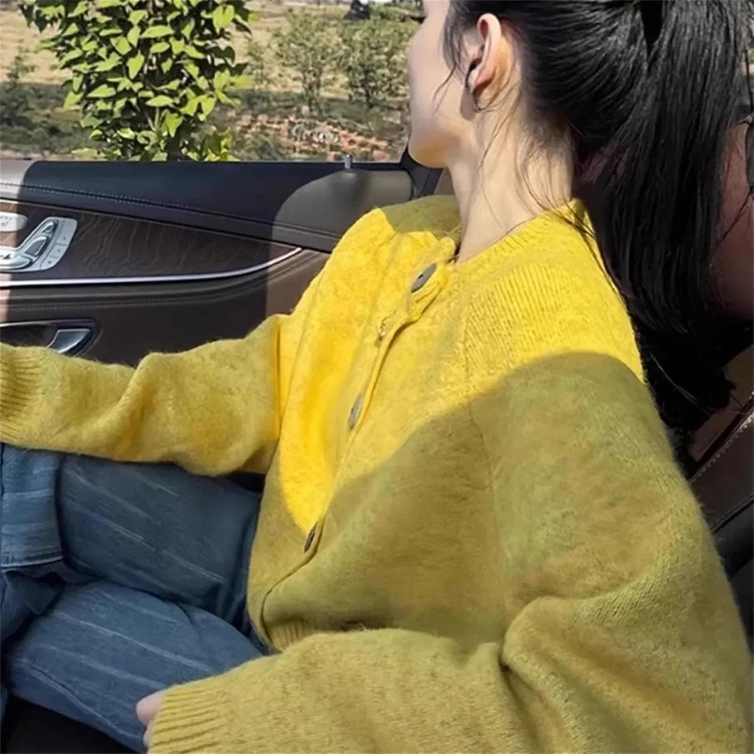 Женский кардиган с открытым передом, свободного кроя, Vintage Yellow — фото 2