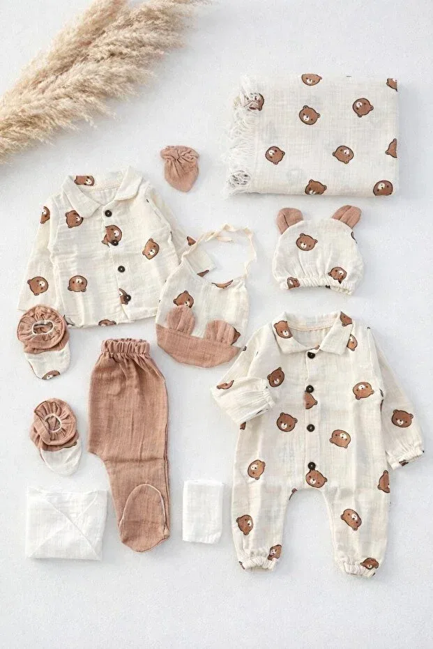 Детский комплект боди для мальчиков из муслина Bys Baby Fashion, Coffee With Milk — фото 2