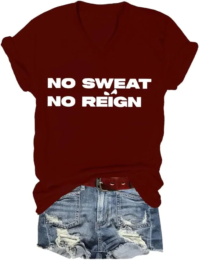 Футболка с принтом No Sweat No Reign, Claret
