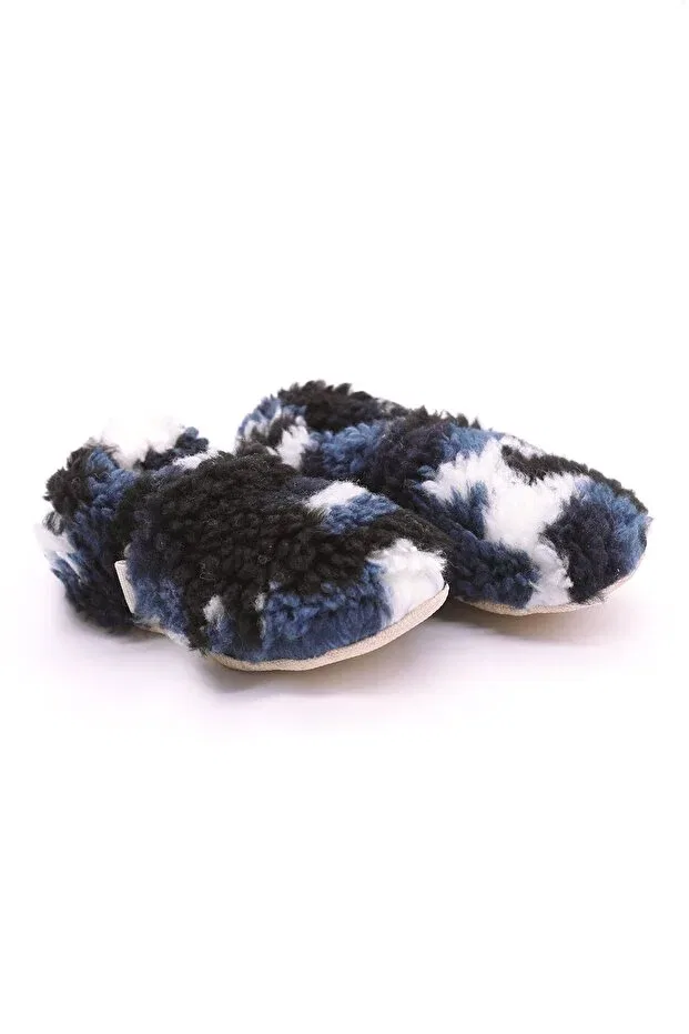 Детские пинетки из плюша с камуфляжным принтом Morgedan, Navy Blue