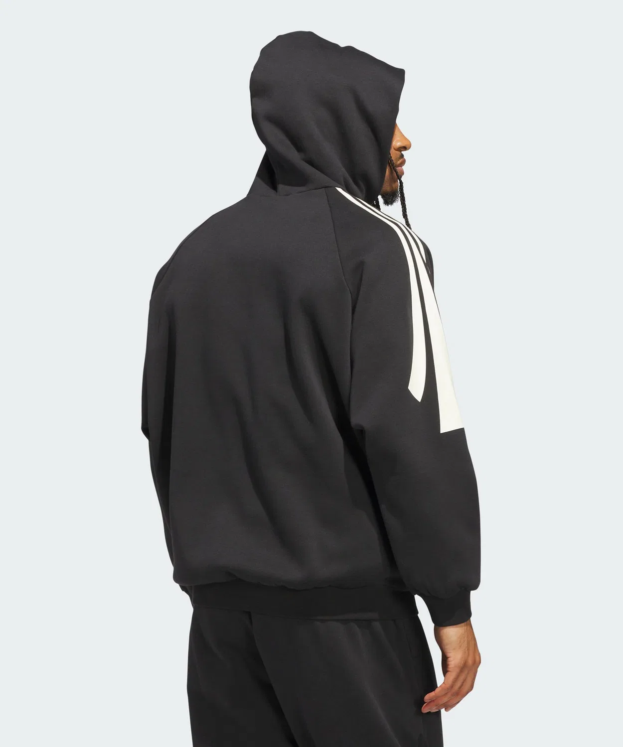 Мужское худи с длинным рукавомAdidas Three Stripes Fleece Hoodie, Black — фото 4