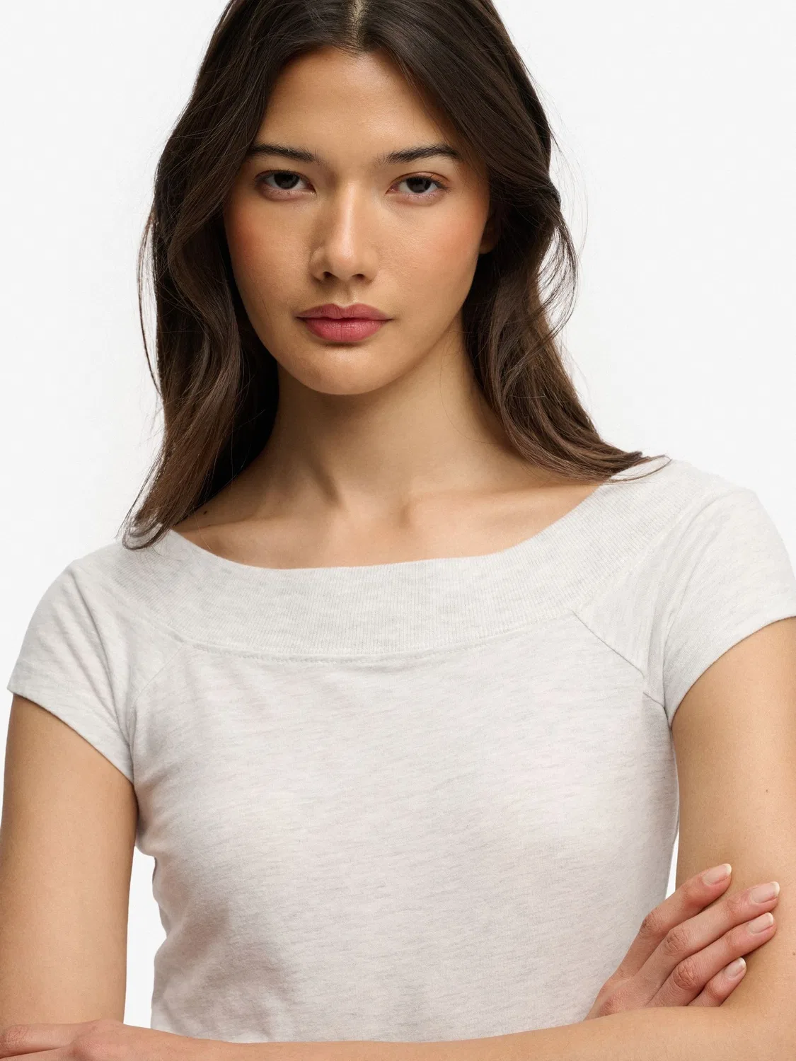 Топ с открытыми плечами Superdry Essential Off-Shoulder, серый — фото 2