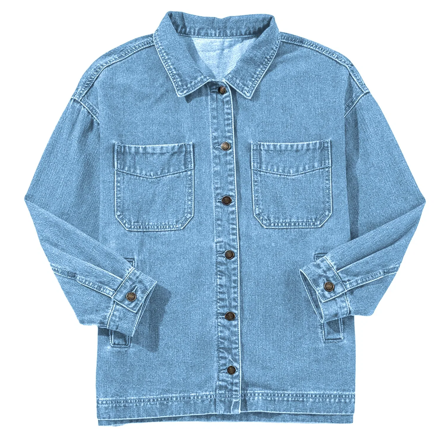 Женская джинсовая куртка oversize на пуговицах, Azzurro chiaro — фото 4
