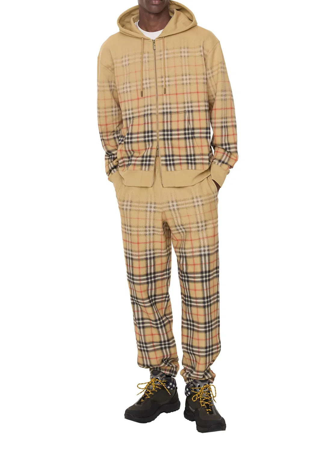 Джоггеры Burberry Gradient Check, хлопок, бежевый — фото 4