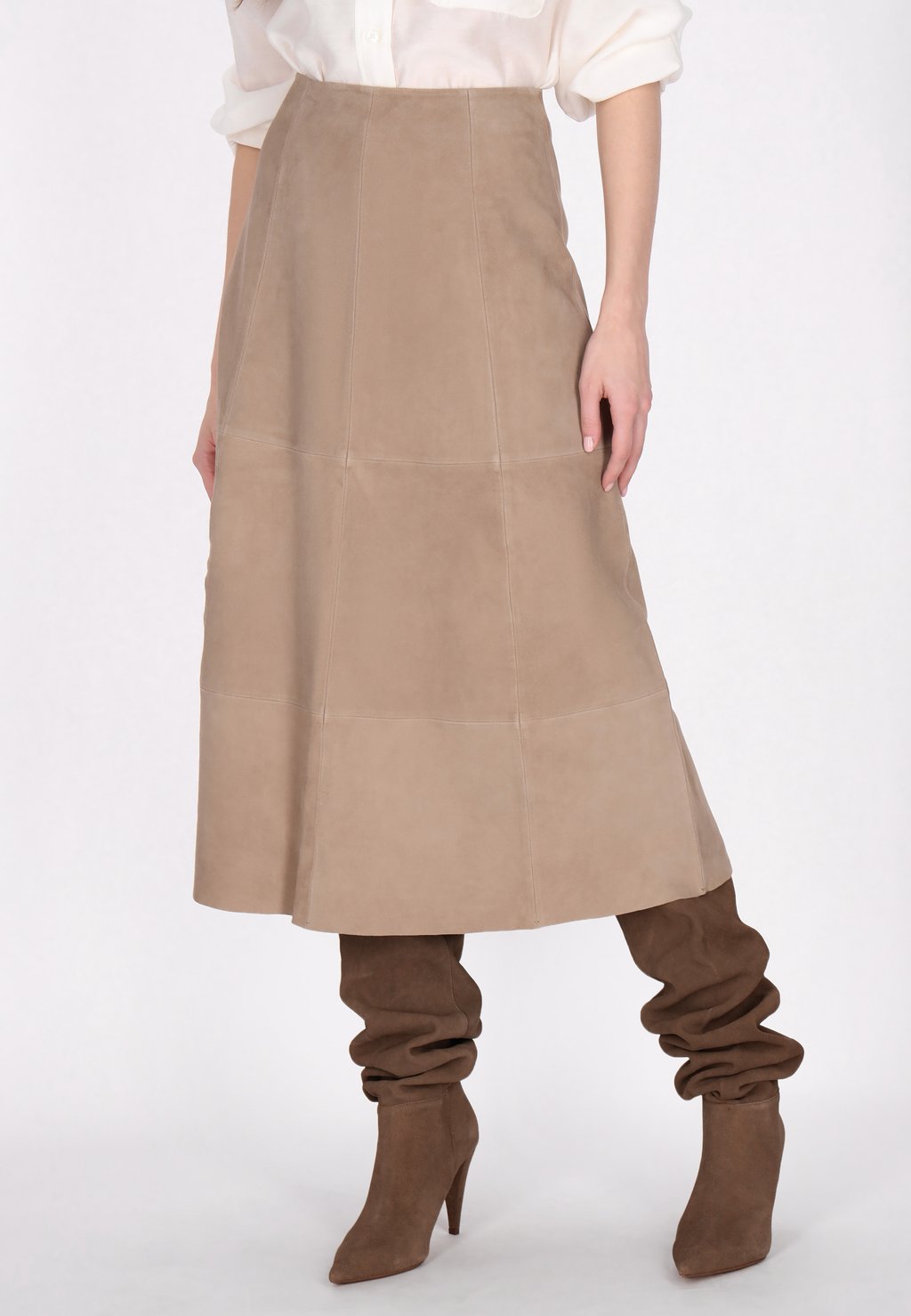 

Кожаная юбка A-line skirt DreiMaster, бежевый
