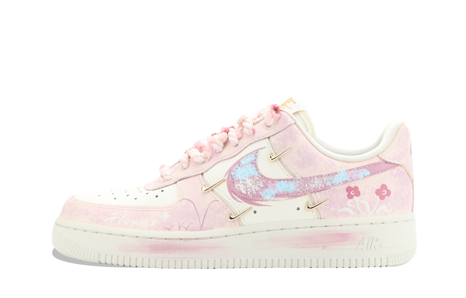

Nike Кроссовки Air Force 1 Moonlit River, Pink Bloom Flower Sea Abrasion Resistant Low top Skateboard Shoes Unisex Pink White