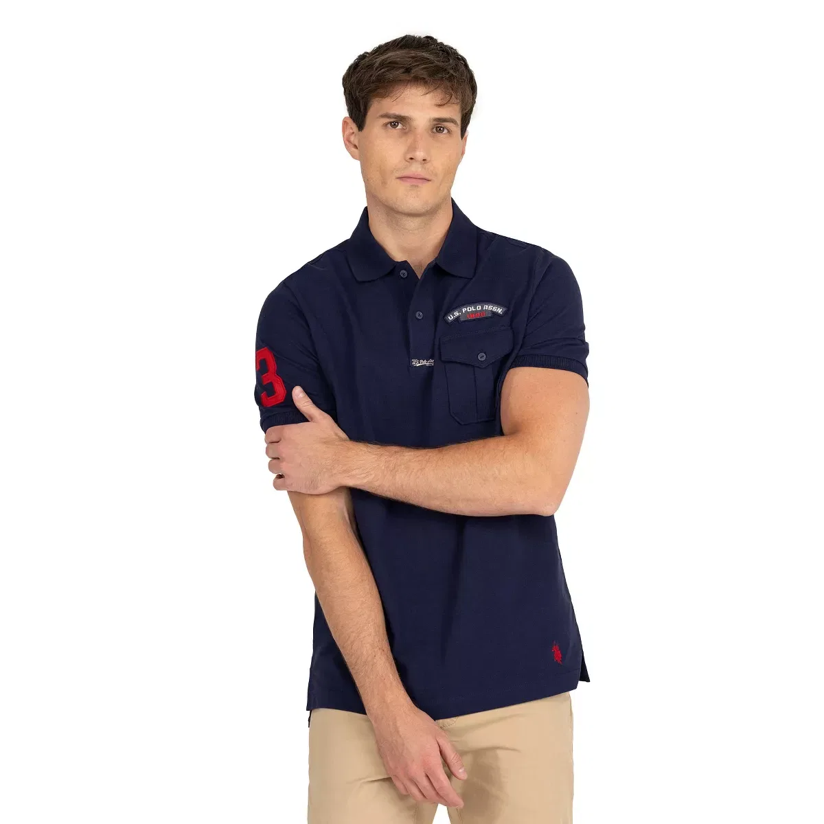 Мужская поло с принтом Patch Pique U.S. Polo Assn., Classic Navy