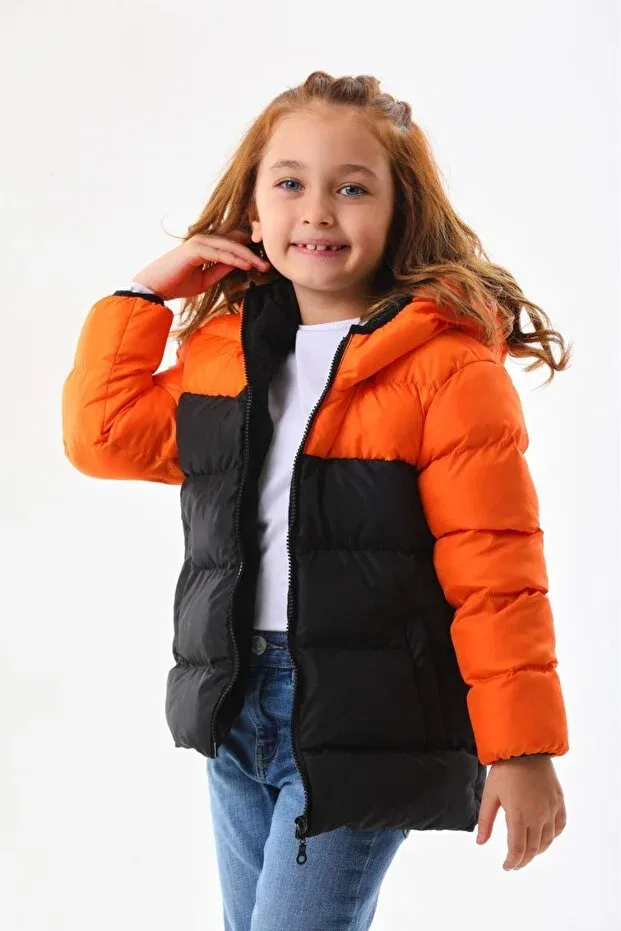 Детское пальто для девочек водонепроницаемое Mina, Black Orange