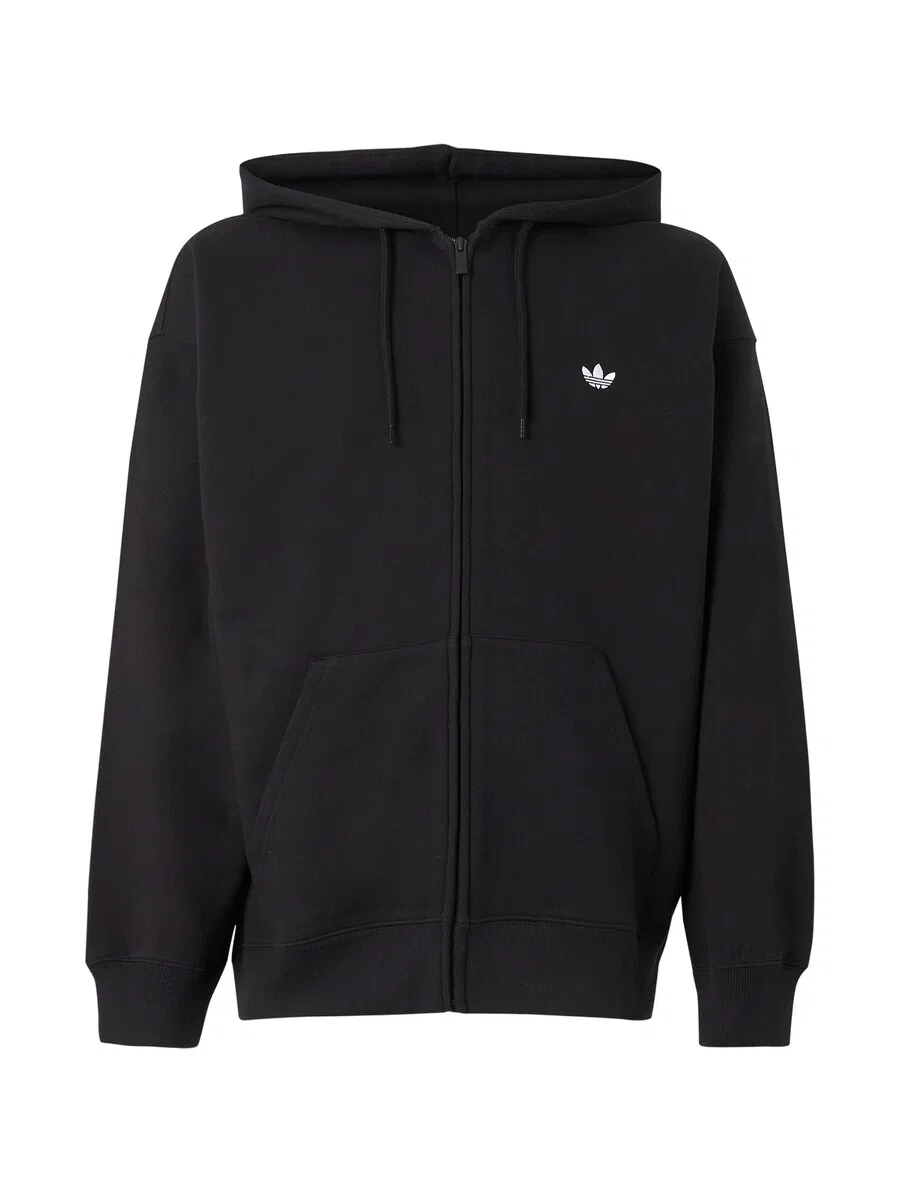 Худи на молнии ADIDAS ORIGINALS 'Trefoil Essentials' черного цвета