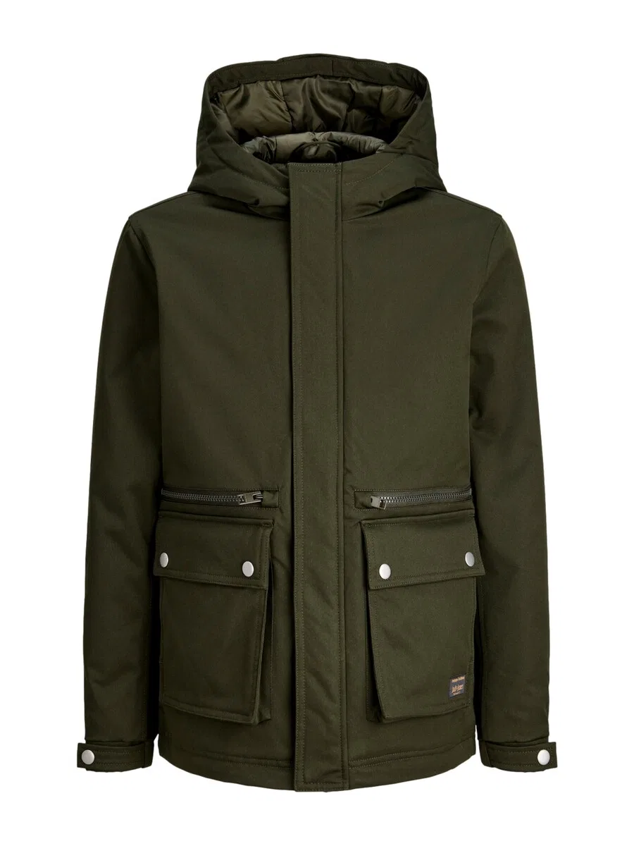 Детская зимняя куртка Jack & Jones Junior 'JJEWOLF' оливкового цвета