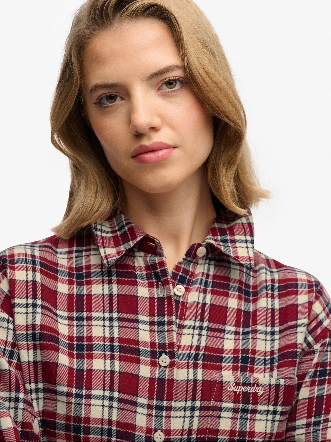 Рубашка фланелевая свободного кроя, клетка Superdry, красный — фото 4