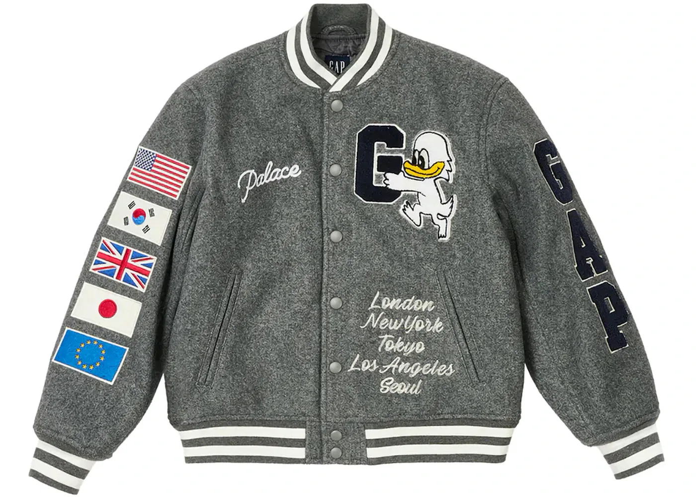 Детская куртка Palace x Gap Kids Varsity Jacket Grey — фото 2