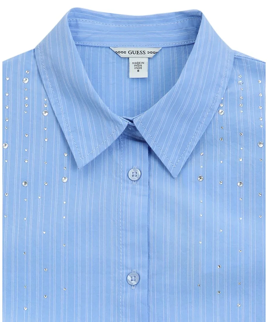 Детская рубашка без рукавов с узлом и стразами GUESS, Blue — фото 2