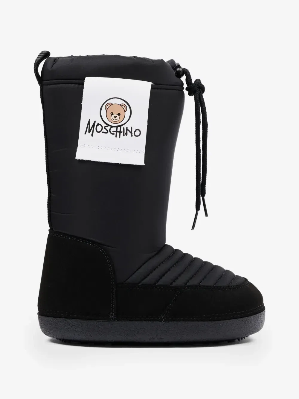 Стеганые сапоги с нашивкой-логотипом Moschino Kids, черный — фото 2