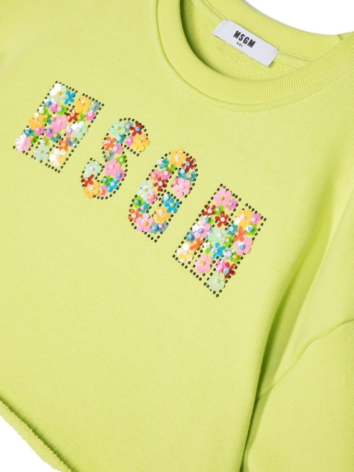 MSGM Kids толстовка с круглым вырезом и пайетками, зеленый — фото 3