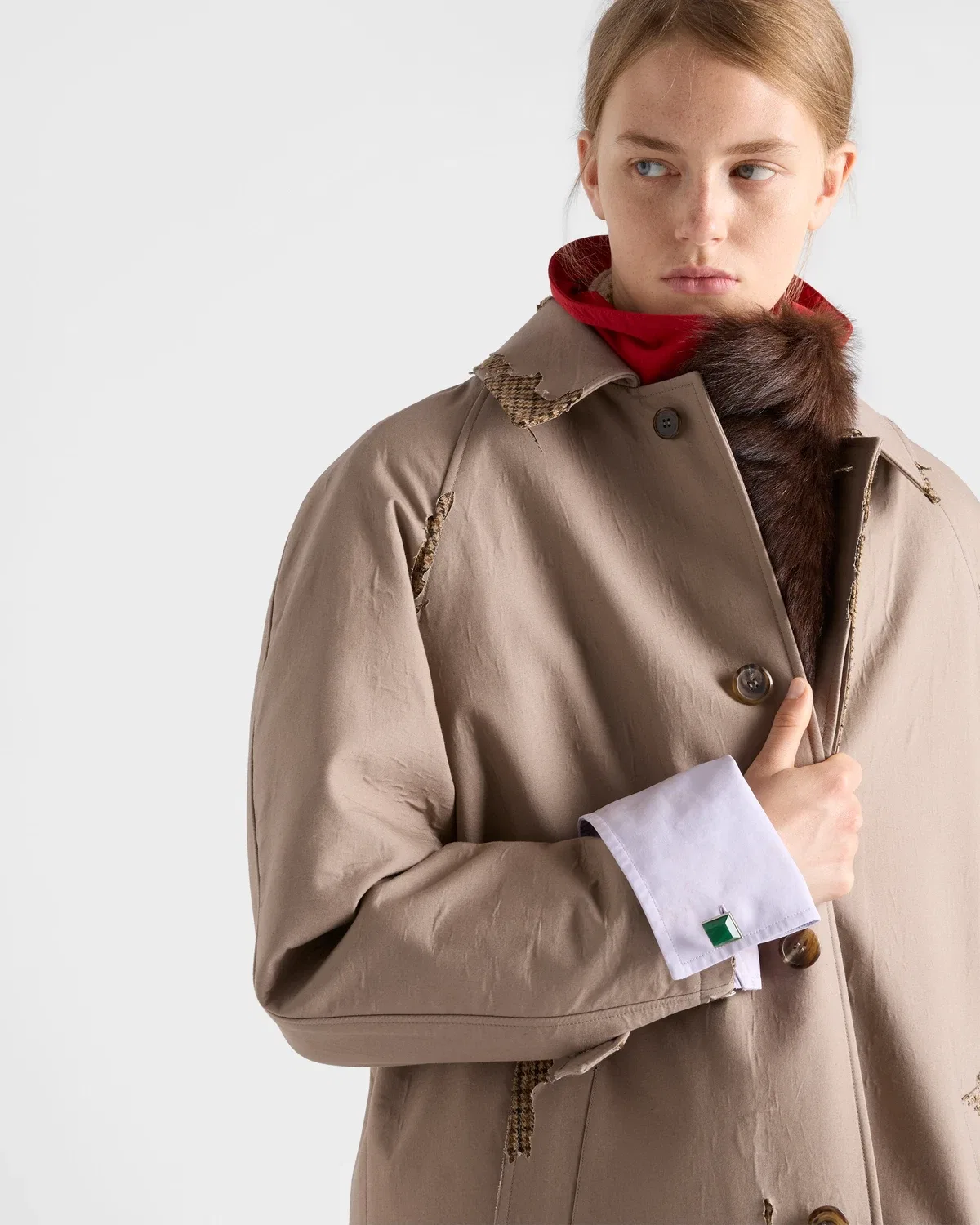 Пальто двубортное мужского кроя Prada, коричневый — фото 3