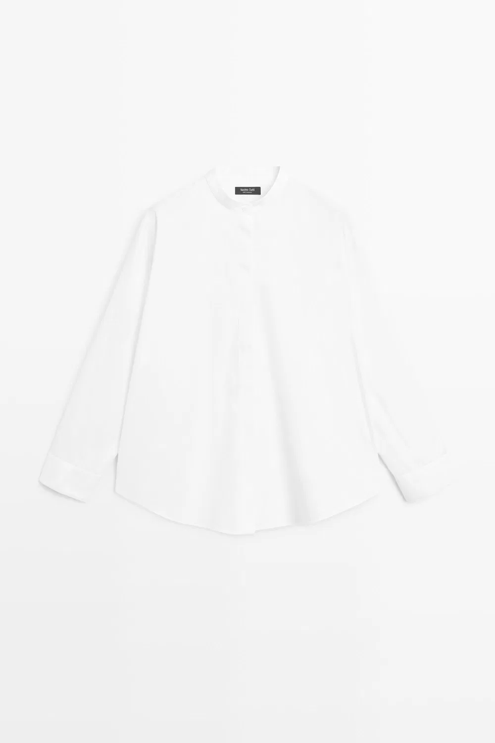 Рубашка Massimo Dutti Poplin With Stand Collar, белый — фото 2
