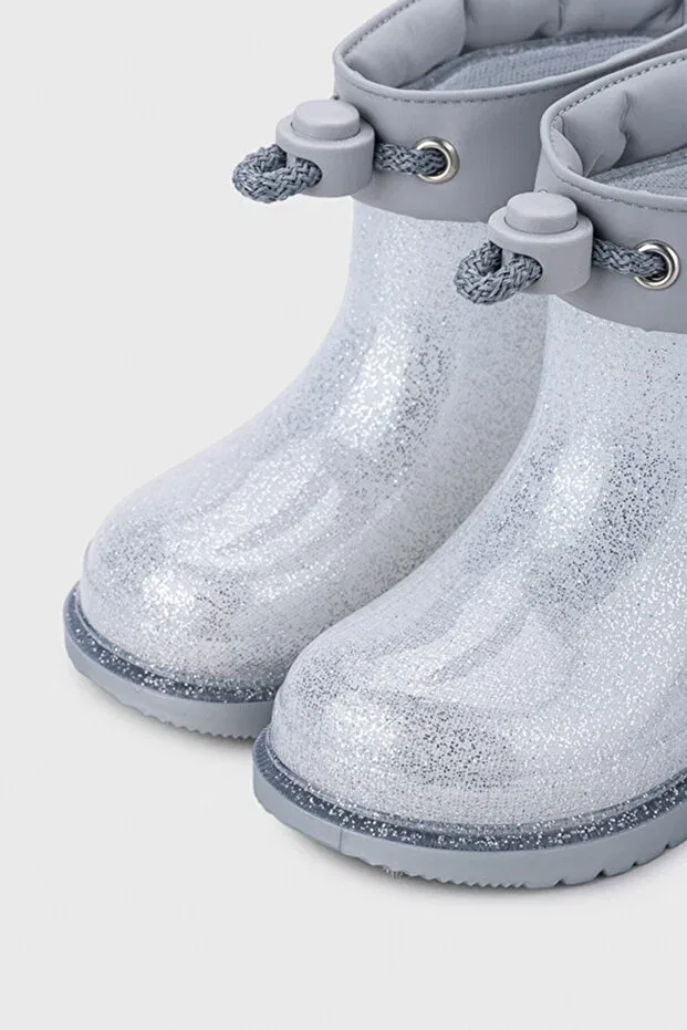Детские сапоги для девочек блестящие Igor bimbi unicornio glitter kids rain boot w10339 Igora Spor, Silver — фото 4