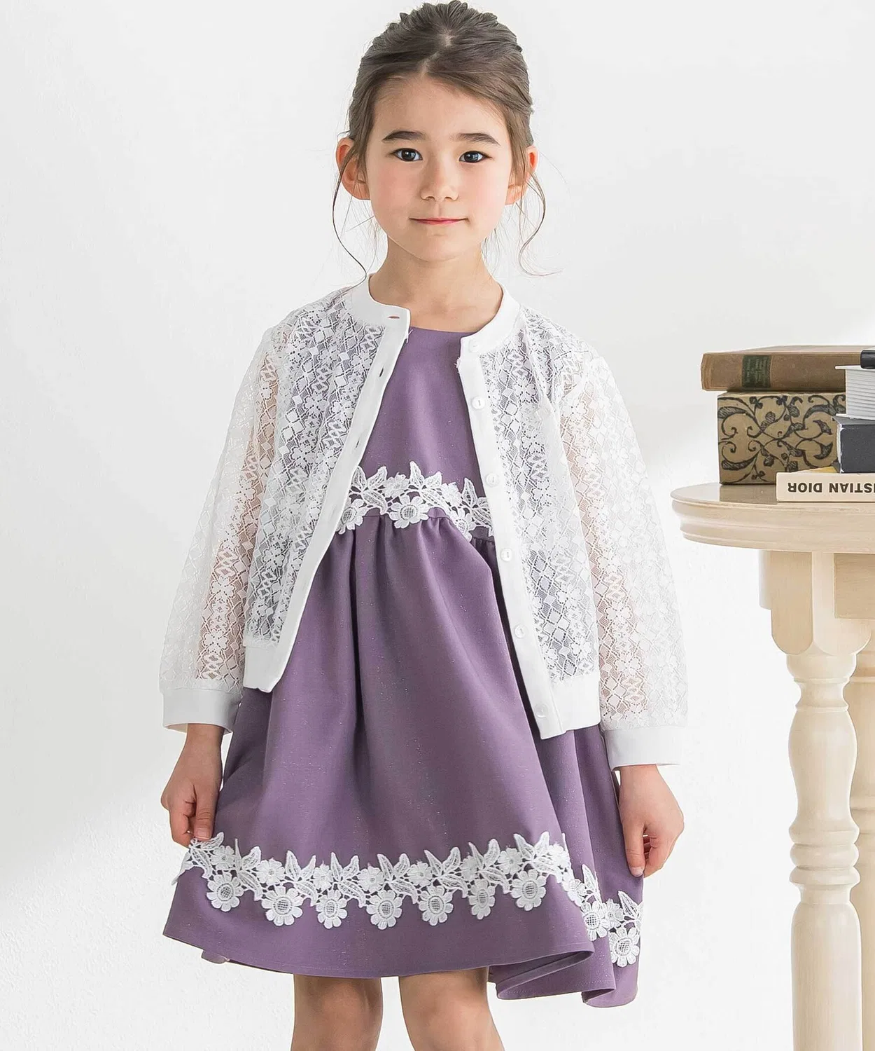 Детский кружевной кардиган с длинным рукавомBeBe Petits Pois Vert, Navy — фото 4