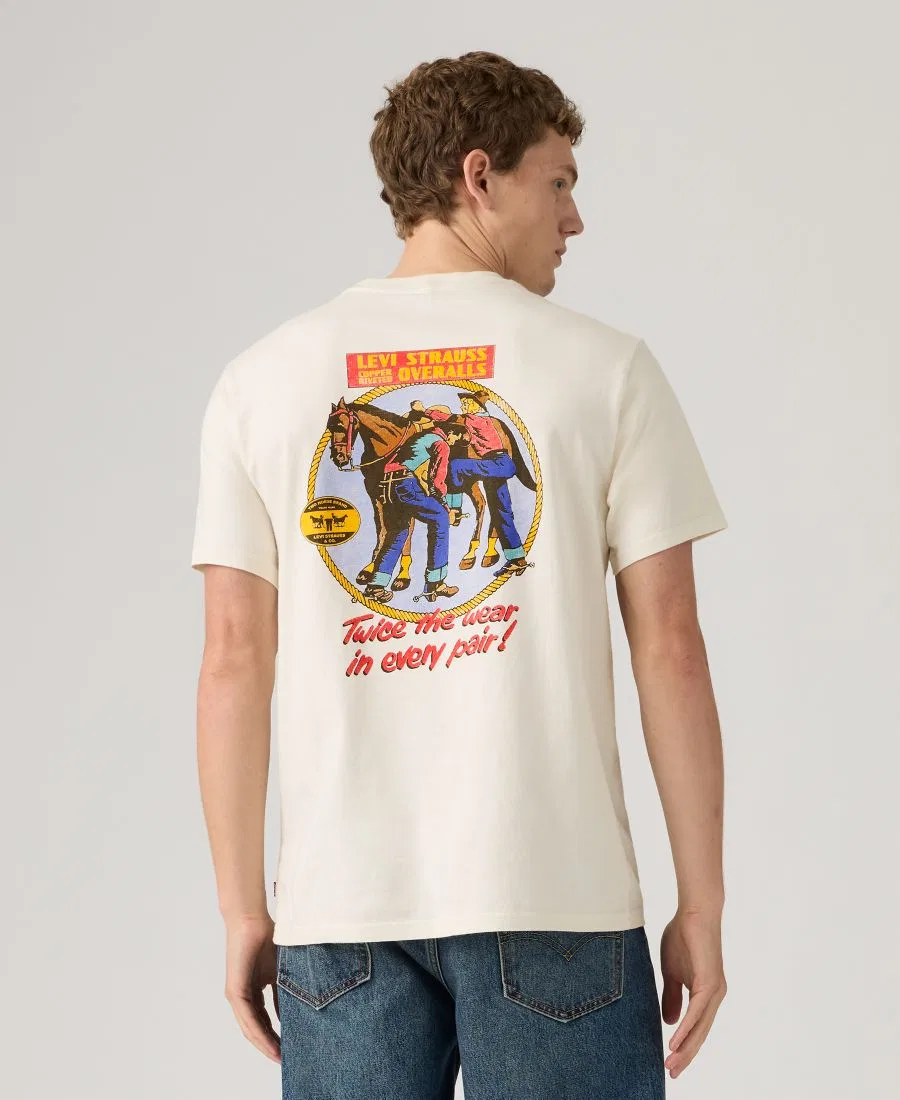 Футболка свободного кроя с фирменным принтом Levi's, Archival Overalls 2 Egret — фото 3