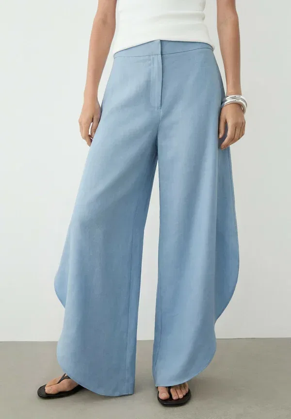 Брюки из льна Cocoon Massimo Dutti, Light Blue, светло-голубой