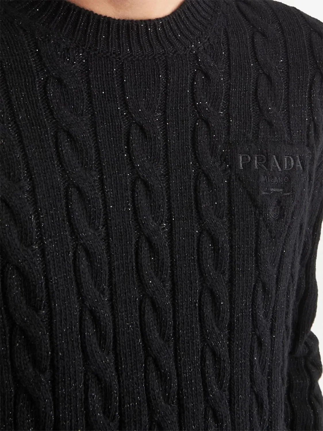 Джемпер с вышивкой логотипа Prada, черный — фото 2